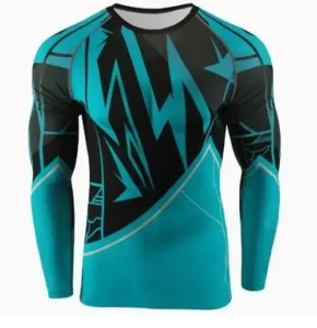 custom compression fit rash guard sublimated with white background
