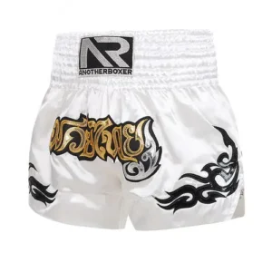 custom white mma boxing shorts with white background