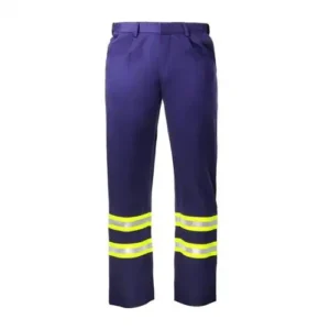 dark purple cargo trouser reflective tape on knees for hi visibility with white background