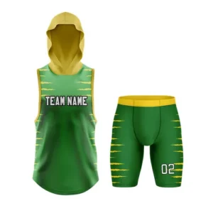 green custom 7v7 football uniform team name on front