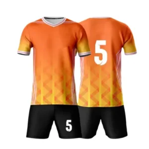 orange and black custom sublimated uniform player number on back with white background