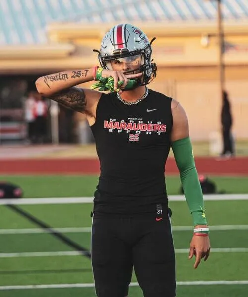 player wearing 7v7 football uniform