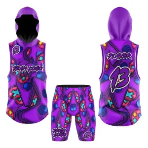 purple 7v7 football custom uniform sublimation printing with white background