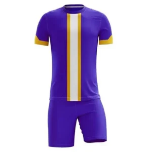 purple sublimated custom soccer uniform white line on front with white background