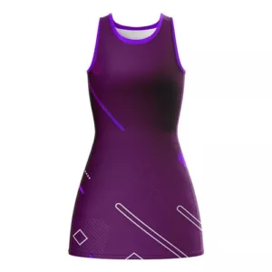purple sublimation custom netball uniform with white background