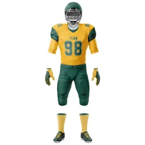 yellow and green bottom American football custom uniform with white background