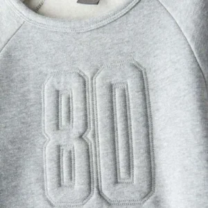 3d embossing on gray sweatshirt