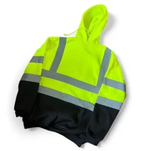High visibility yellow black bottom safety jacket