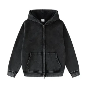 acid wash hoodie in black color white background