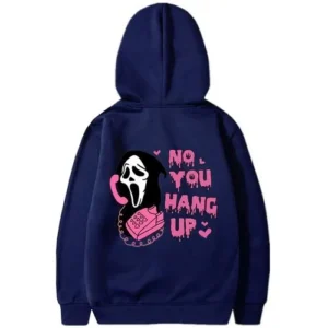 blue hoodie dtf print on front