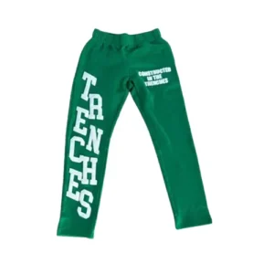 green joggers screen print on it