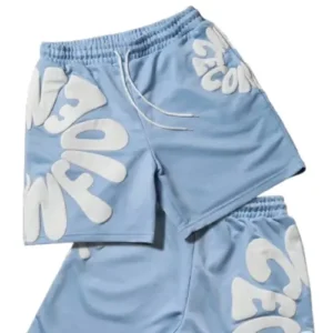 light sky shorts puff print on it