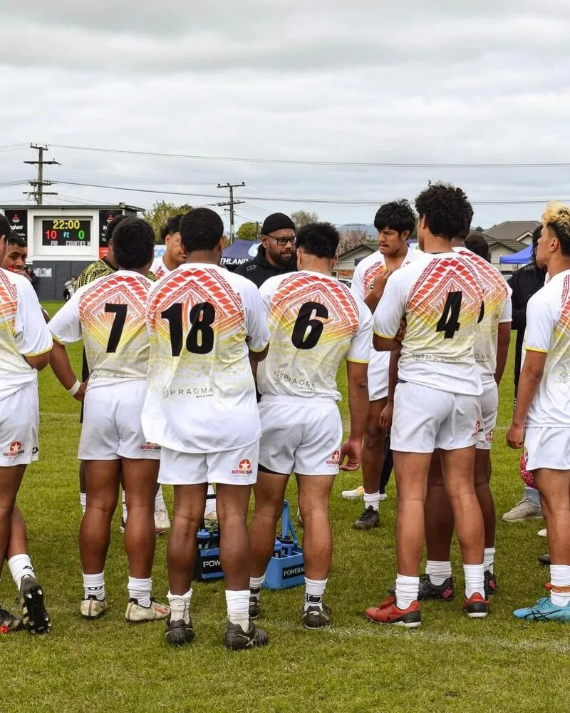 rugby team wearing custom white uniforms