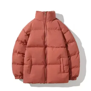 orange zipper puffer jacket