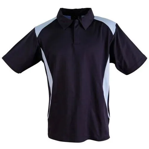 black and light blue polo shirt