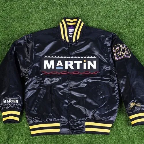 black satin varsity jacket