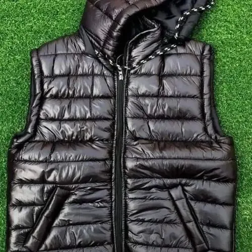 black sleeveless bomber jacket