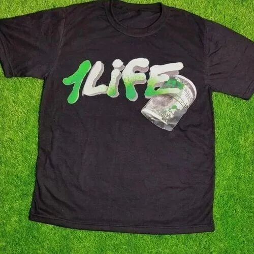 black t shirt dtf print on front IN multi colors