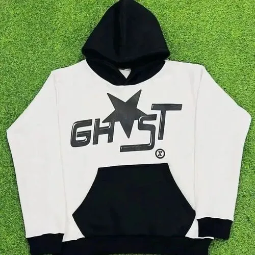 cut & sew black and white hoodie