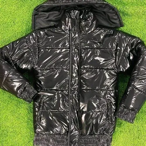 shiny black puffer jacket