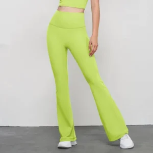 female wearing parrot color leggings