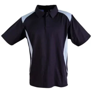black and light blue polo shirt