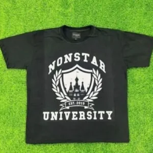 black t shirt screen printing in white color on front